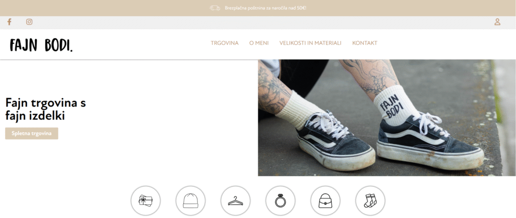 Spletna trgovina Fajnbodi, ki jo je izdelal Webcore