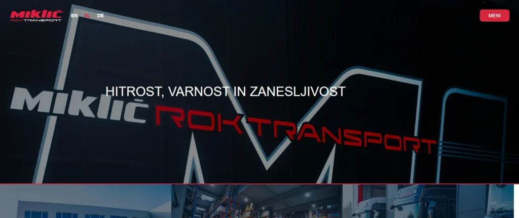 Večjezična spletna stran transportnega podjetja, ki jo je izdelal Webcore