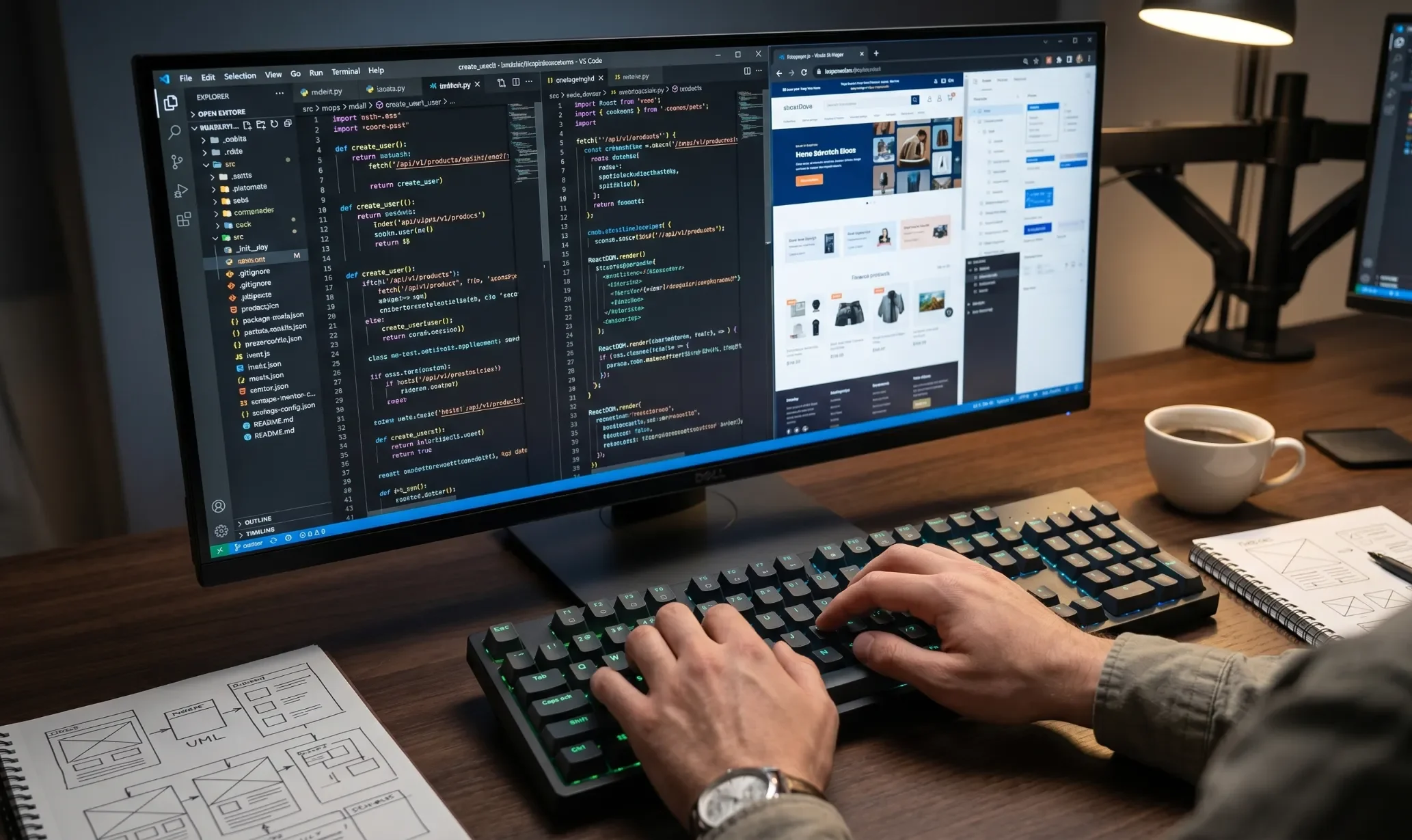 Razvijalec Webcore dela na spletni strani stranke